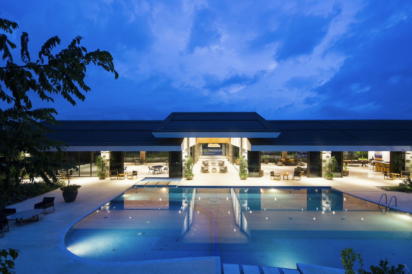 Luxury resort at dusk